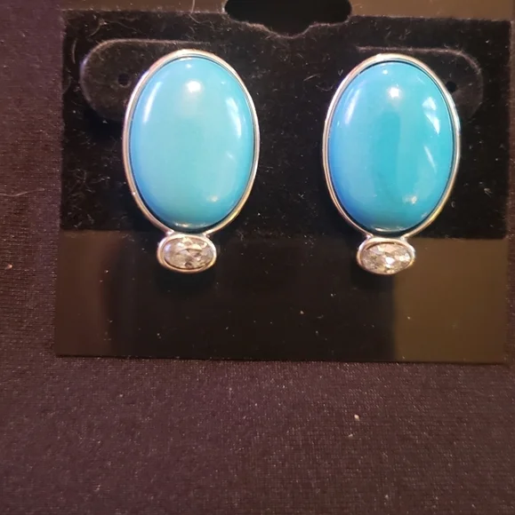 Sterling silver earrings w turquiose stone - Picture 1 of 4